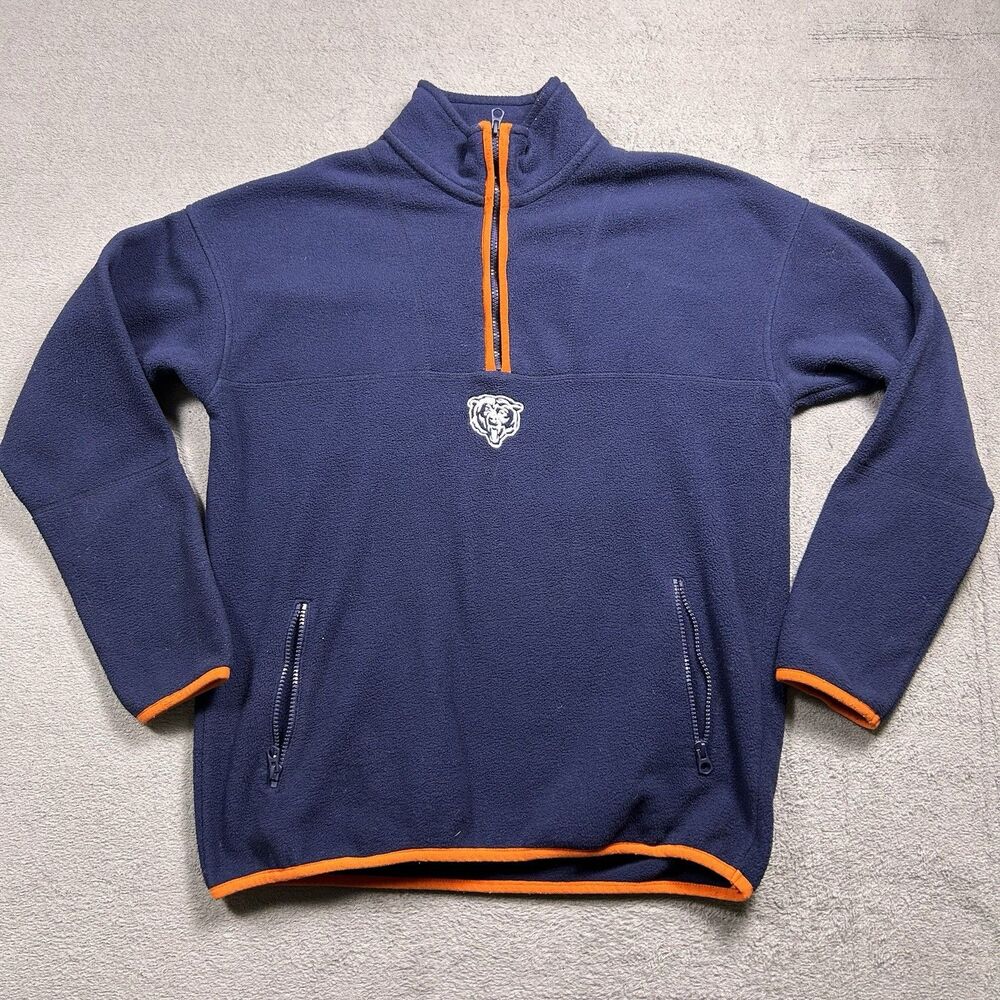 Tailgate Chicago Bears Fleece Pullover Adult XS Half Zip Navy Blue NFL Retro